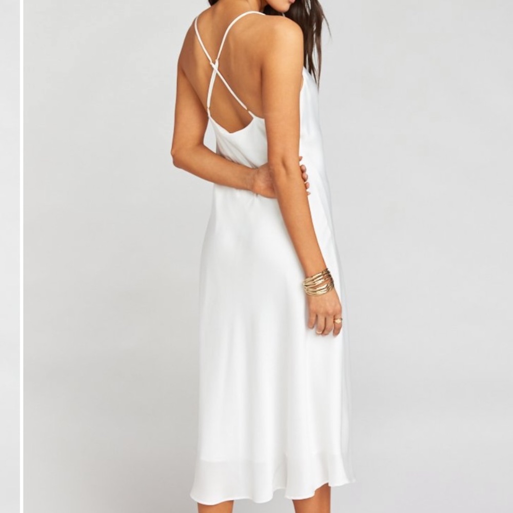 Show Me Your Mumu Ivory Satin Verona Cowl Dress - Picture 3 of 10